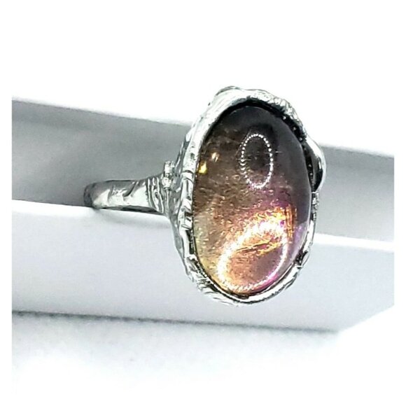 Rainbow orb Ring handmade adjustable Gothic metalwork - Picture 8 of 12